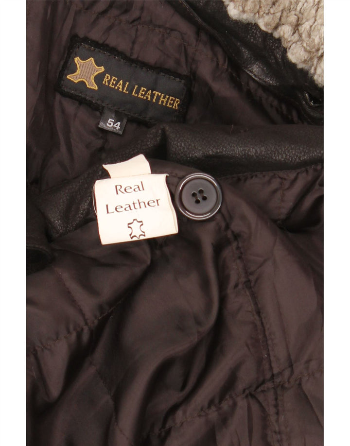 Manteau en cuir homme vintage IT 54 2XL Cuir noir