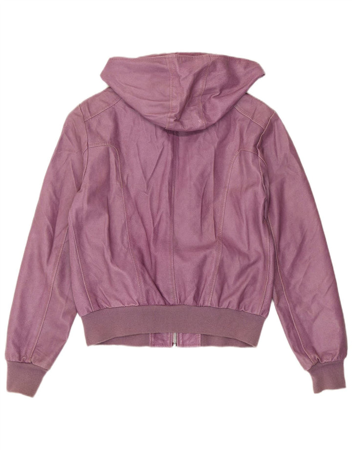 BATA AND MORE Veste à capuche courte pour femme UK 12 Cuir violet moyen