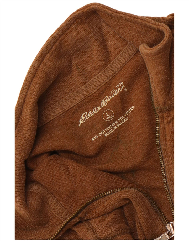 Eddie Bauer Sweat-shirt à col zippé pour homme en coton marron Taille L
