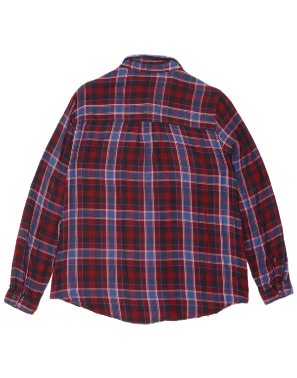 Oasis Chemise en flanelle pour femme UK 10 Petite viscose à carreaux rouge
