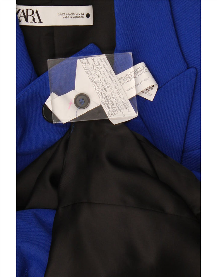 Zara Veste blazer à double boutonnage coupe ample pour femme UK 6 XS Bleu Polyester