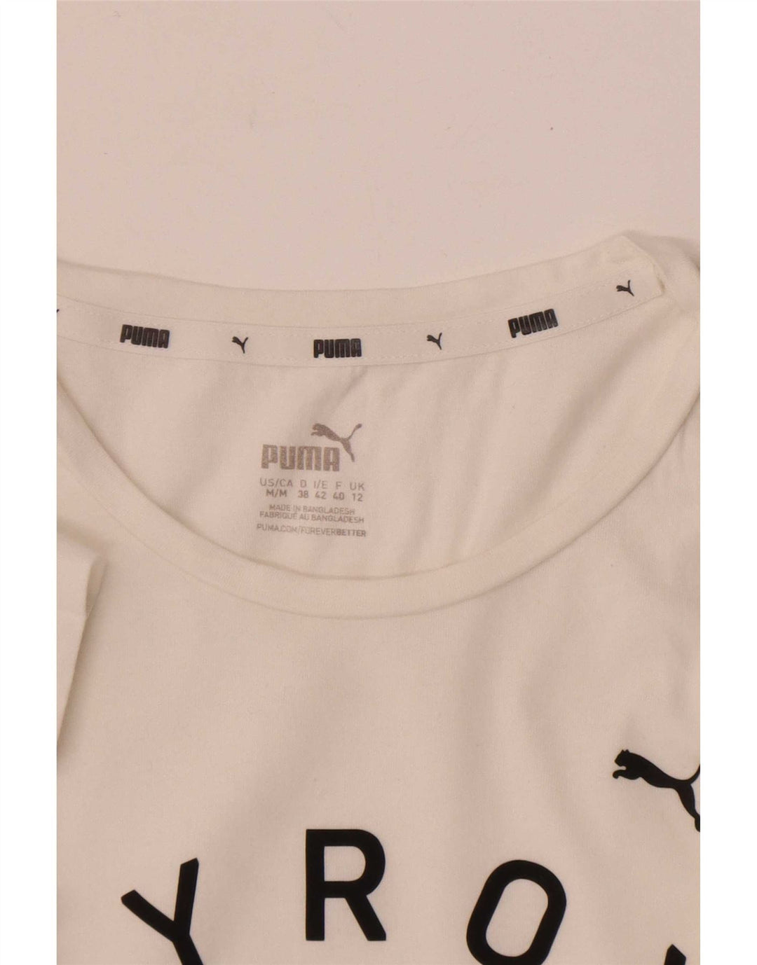 Puma T-shirt graphique pour femme UK 12 Blanc moyen