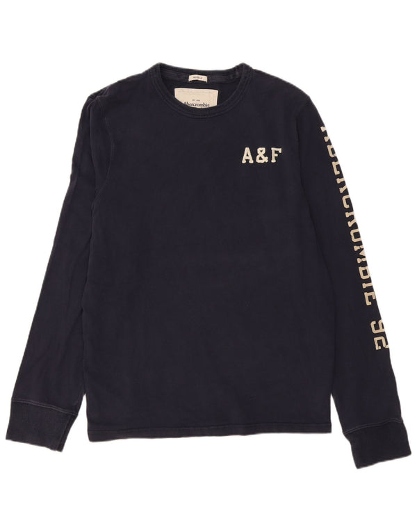 Abercrombie & Fitch Haut à manches longues pour homme Muscle Graphic en coton bleu marine XL