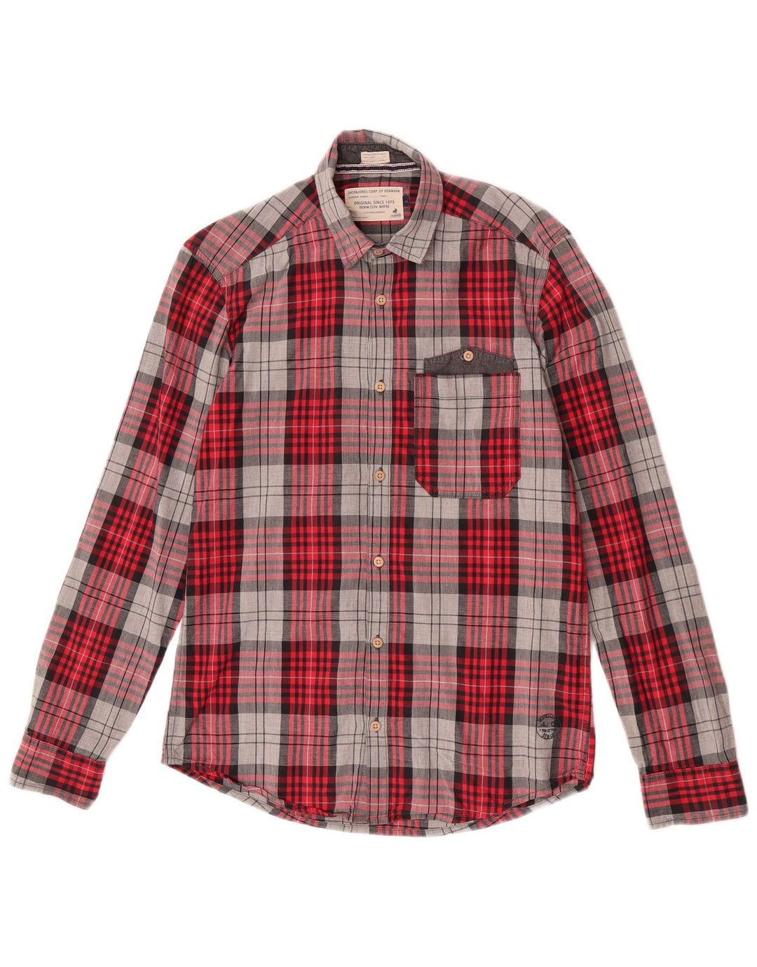 Jack & Jones Chemise en flanelle pour homme en coton à petits carreaux rouges