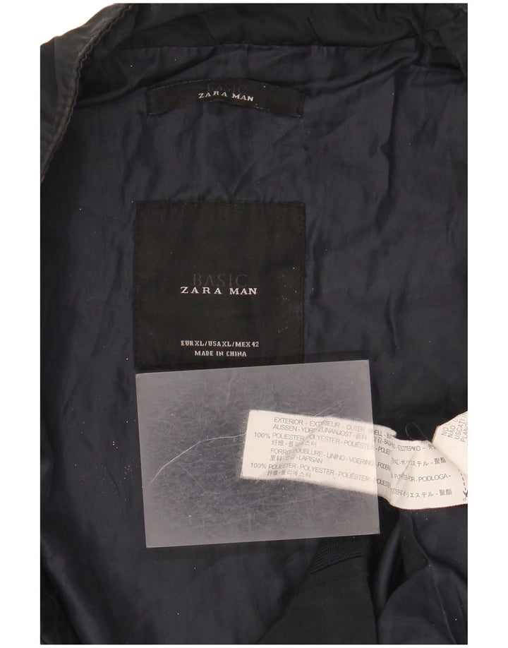Zara Veste Bomber Homme UK 42 XL Bleu Marine Polyester