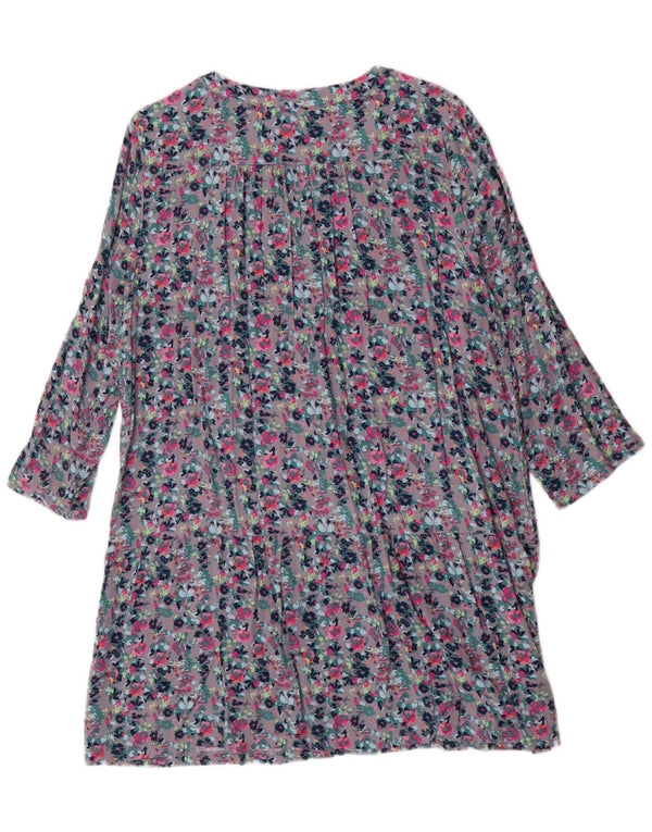 Joules Robe tunique à manches 3/4 pour femme UK 18 XL Viscose florale multicolore
