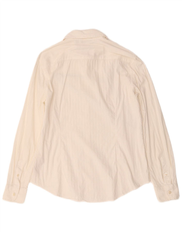 Massimo Dutti Chemise Femme EU 42 Large Blanc Rayé Coton