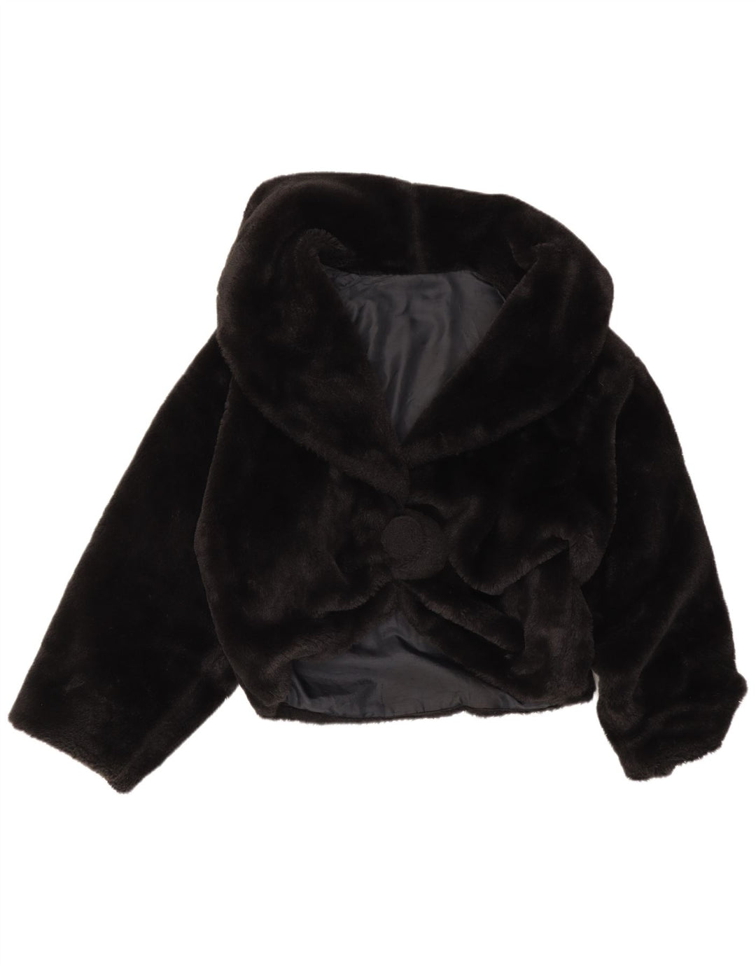 vintage Femmes Surdimensionné Fausse Fourrure Veste UK 16 Grand Noir