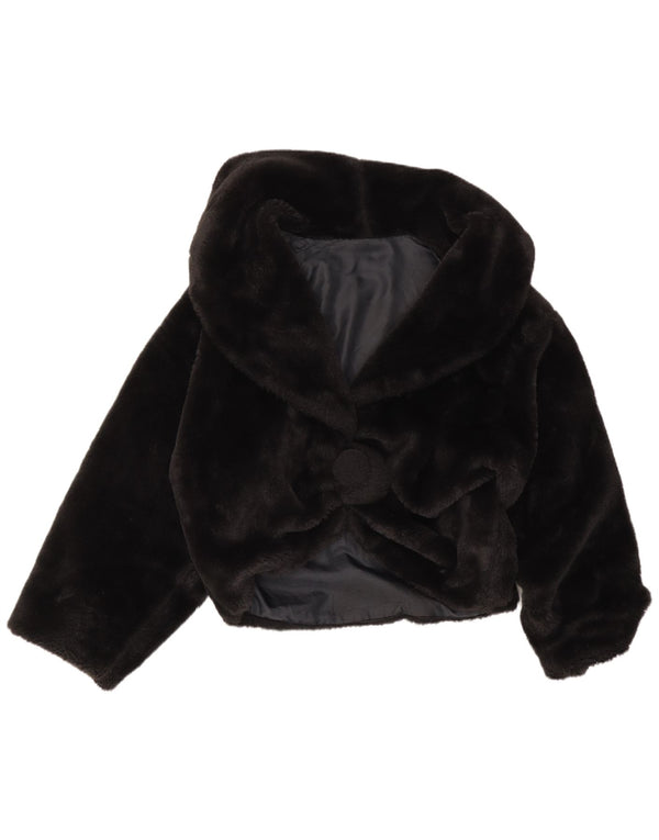 vintage Femmes Surdimensionné Fausse Fourrure Veste UK 16 Grand Noir