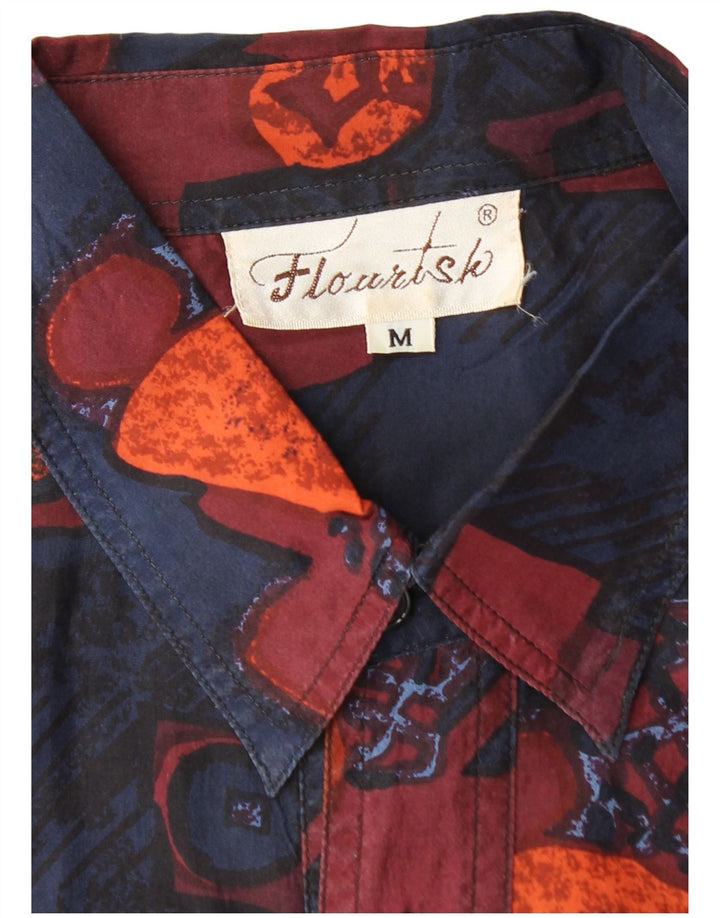 Chemise à manches courtes Vintage pour hommes, soie géométrique multicolore moyenne