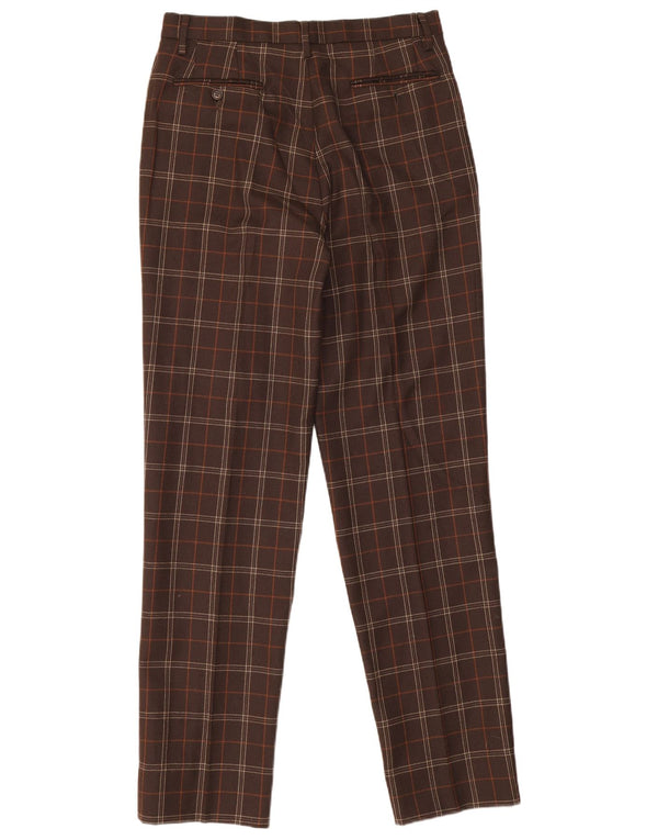 Sisley Pantalon de costume fuselé IT 46 Small W30 L32 en acétate à carreaux marron