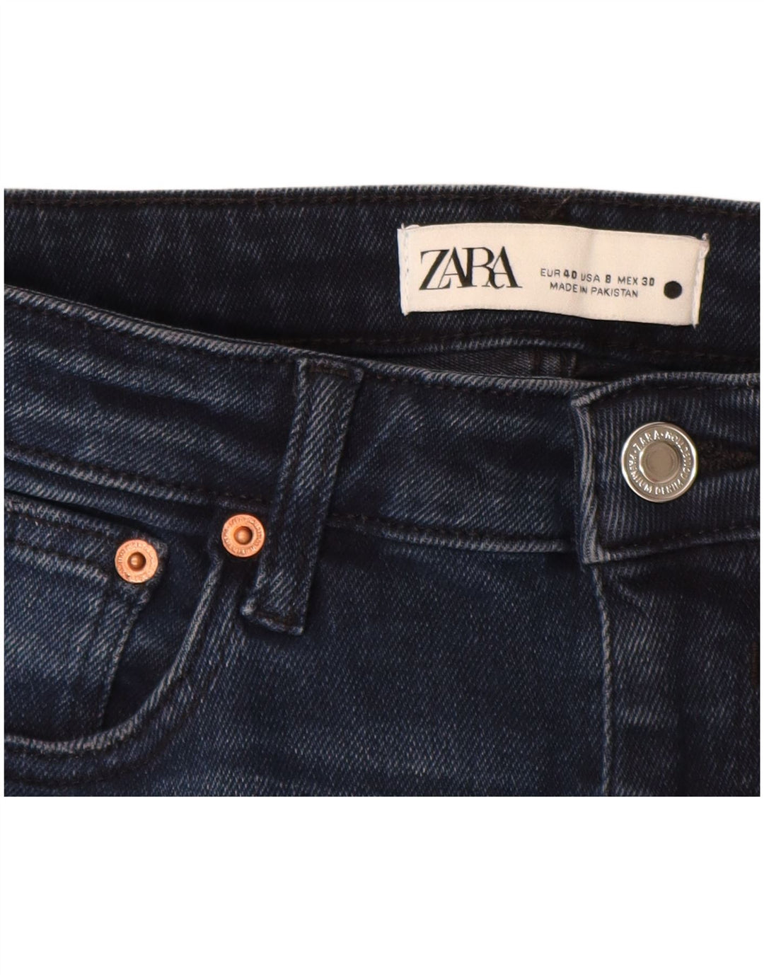 Jean skinny ZARA femme EU 40 moyen W30 L27 bleu marine coton