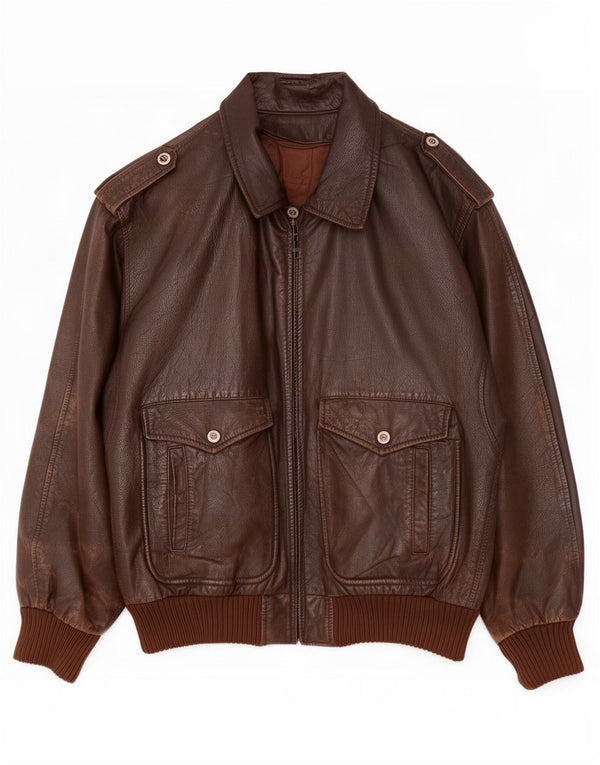 Veste en cuir militaire pour homme de l'US Air Force UK 42 XL Marron