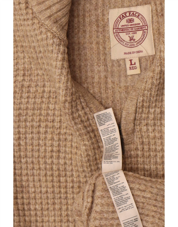 Fat Face Pull à col zippé pour homme Large Beige Acrylique