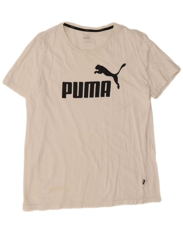 Puma Mens Graphic T-Shirt Top Medium White