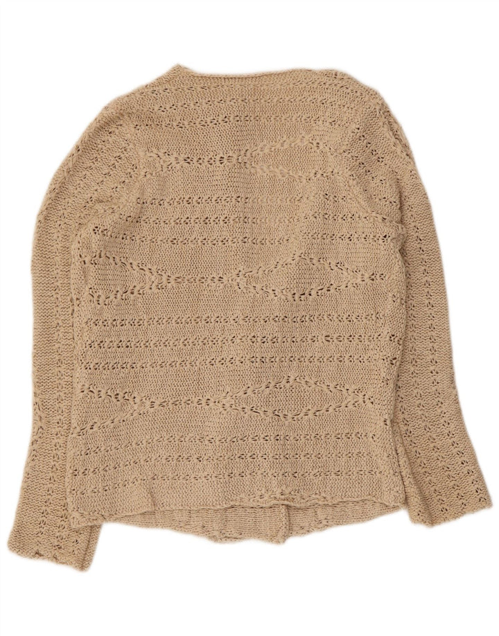 Marks & Spencer Pull cardigan ouvert pour femme UK 12 Acrylique beige moyen