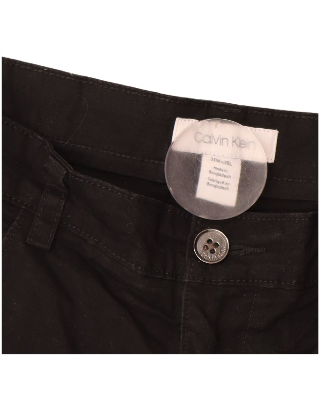 CALVIN KLEIN Pantalon décontracté droit pour homme W34 L30 Noir Coton