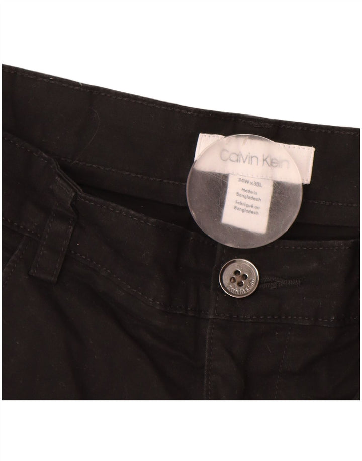 CALVIN KLEIN Pantalon décontracté droit pour homme W34 L30 Noir Coton