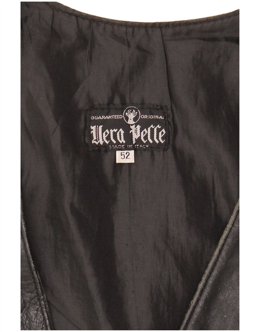 VINTAGE Gilet en cuir homme IT 52 Grand cuir noir