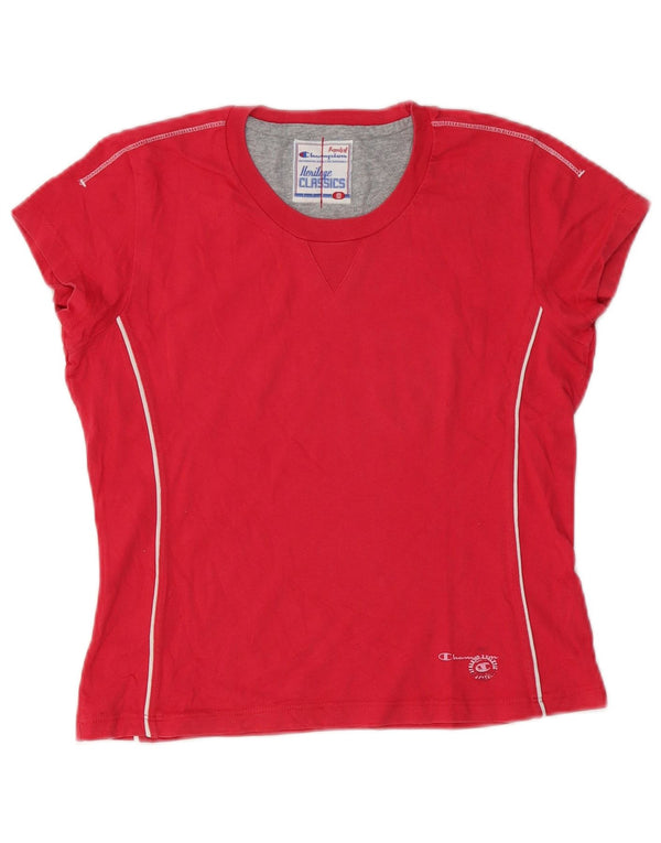 Champion Womens Heritage Classics T-Shirt Top UK 10 Petit Coton Rouge