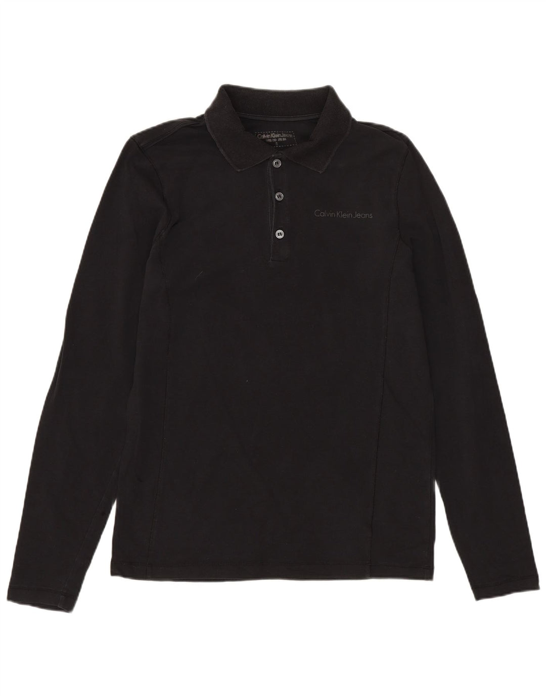 CALVIN KLEIN JEANS Polo à Manches Longues Homme Petit Noir Coton