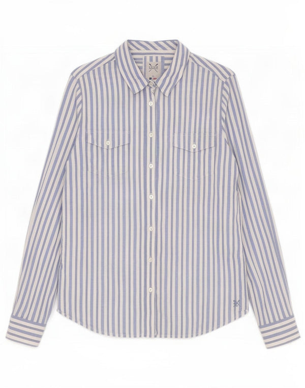 Crew Clothing Chemise femme UK 12 Bleu moyen en coton à fines rayures