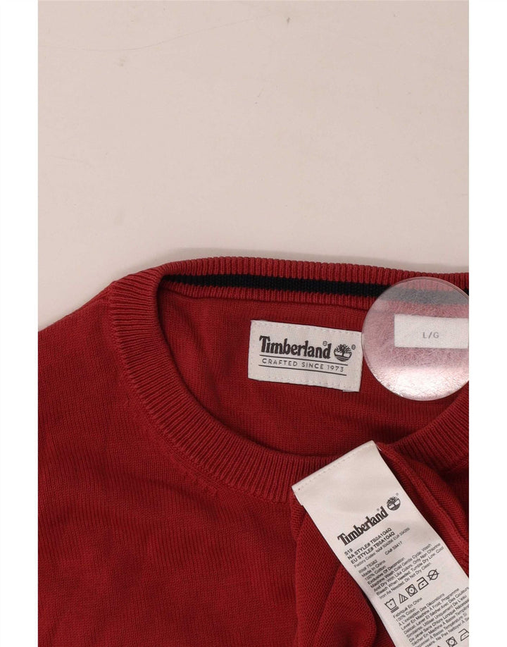 Timberland Pull à col rond pour homme en coton rouge Large