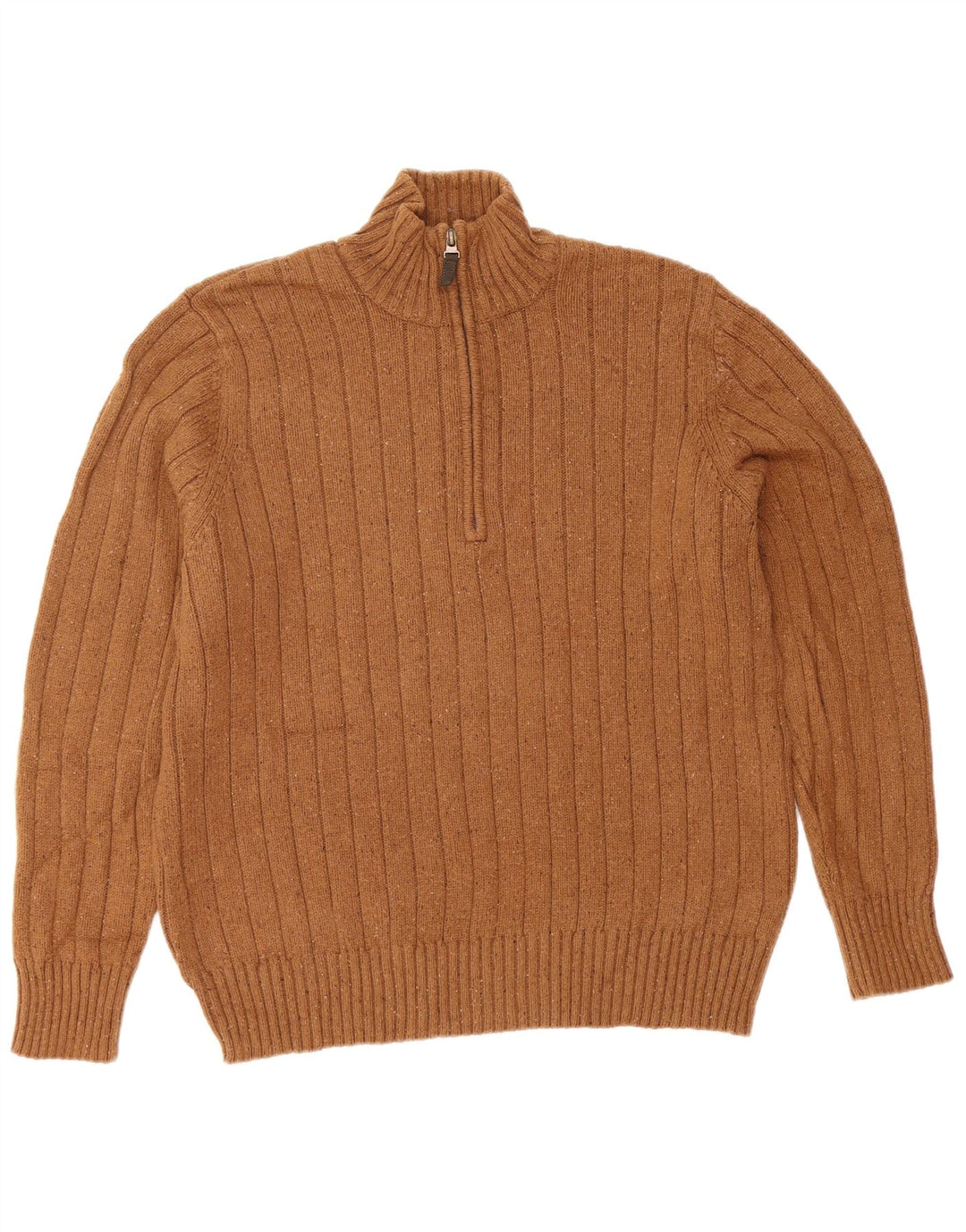 EDDIE BAUER Pull col zippé pour homme en coton moucheté marron moyen