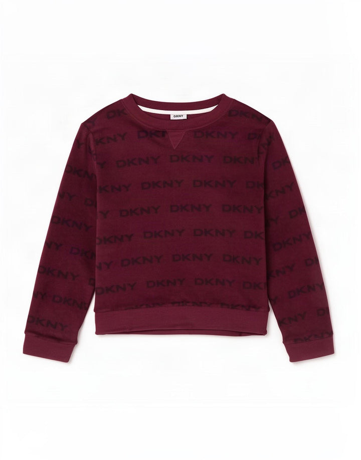 Dkny Haut graphique à manches longues pour femme UK 18 XL Marron Polyester