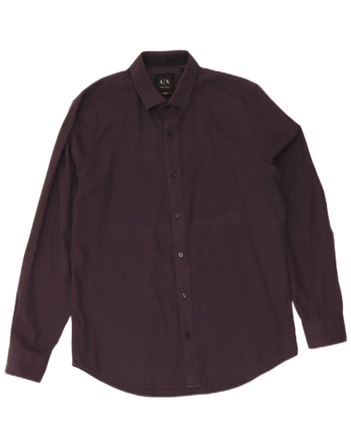 Armani Exchange Chemise Regular Fit Homme Noir Moyen Coton