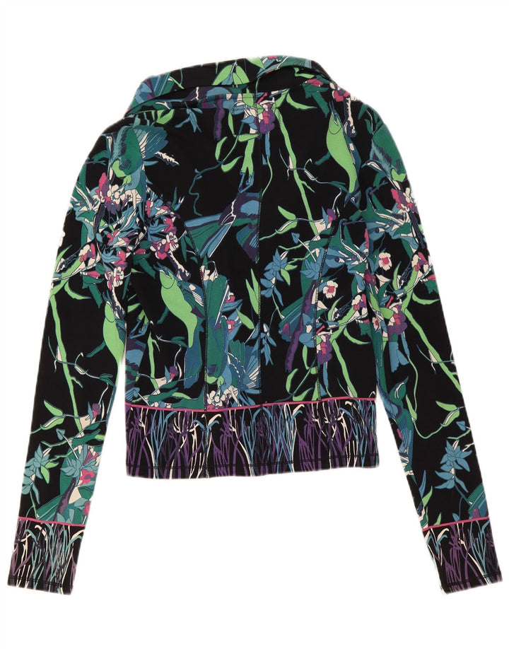 Custo Barcelona Veste Blazer 2 Boutons Femme Taille 3 XS Coton Floral Noir
