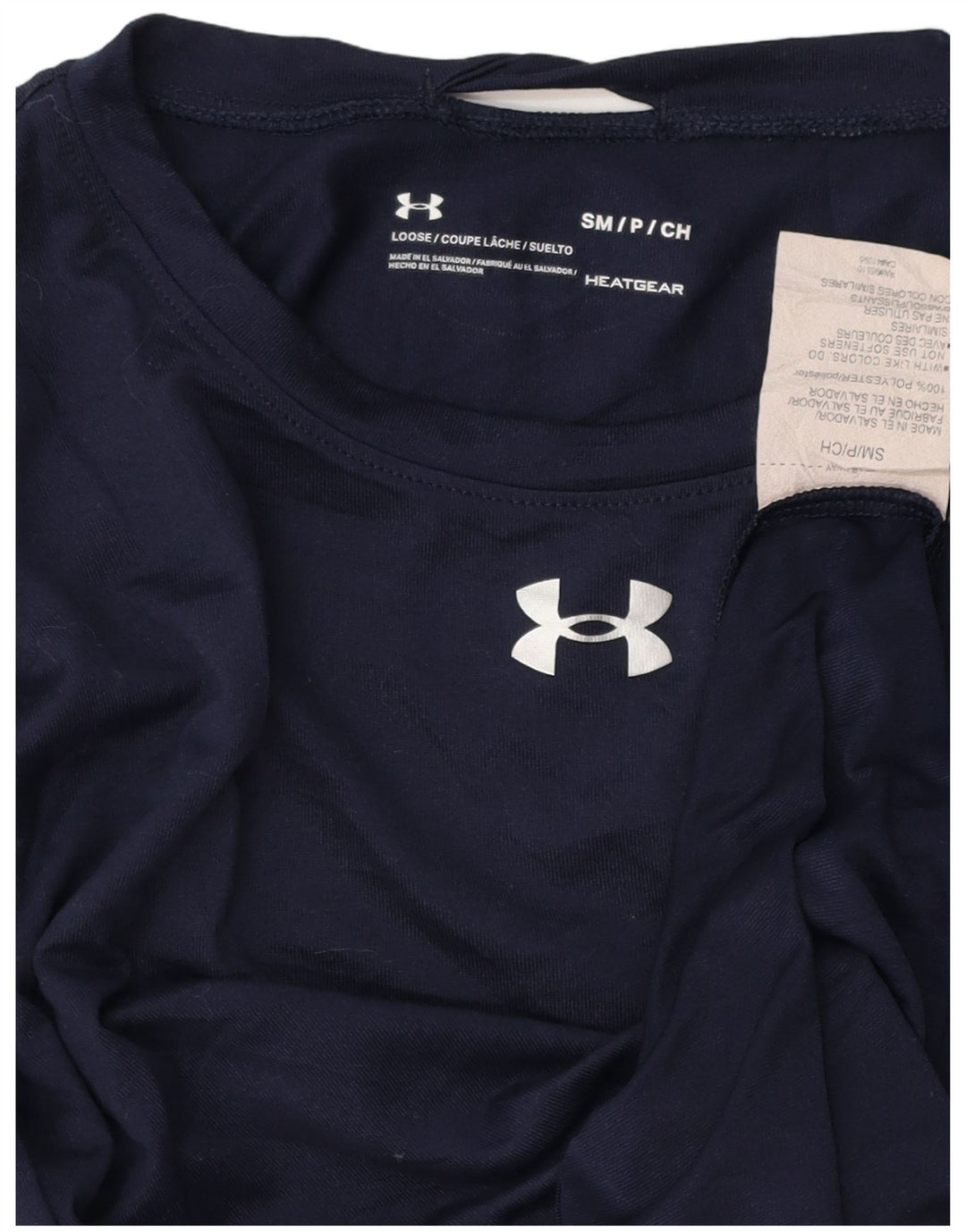 UNDER ARMOUR Haut Heat Gear pour hommes à manches longues en polyester bleu marine petit