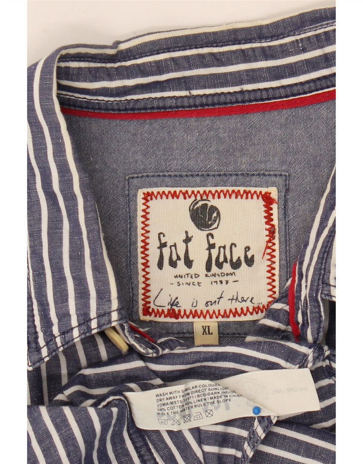 FAT FACE Chemise Homme XL Bleu Marine Rayé Coton