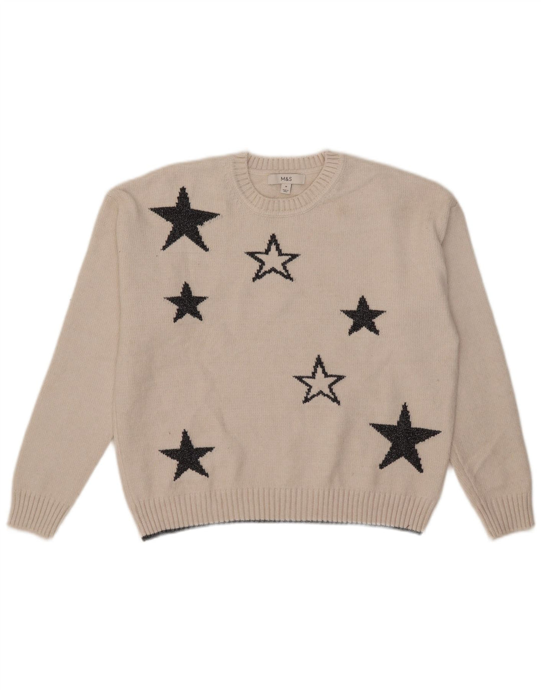 Marks & Spencer Pull à col rond pour femme UK 14 Medium Off White
