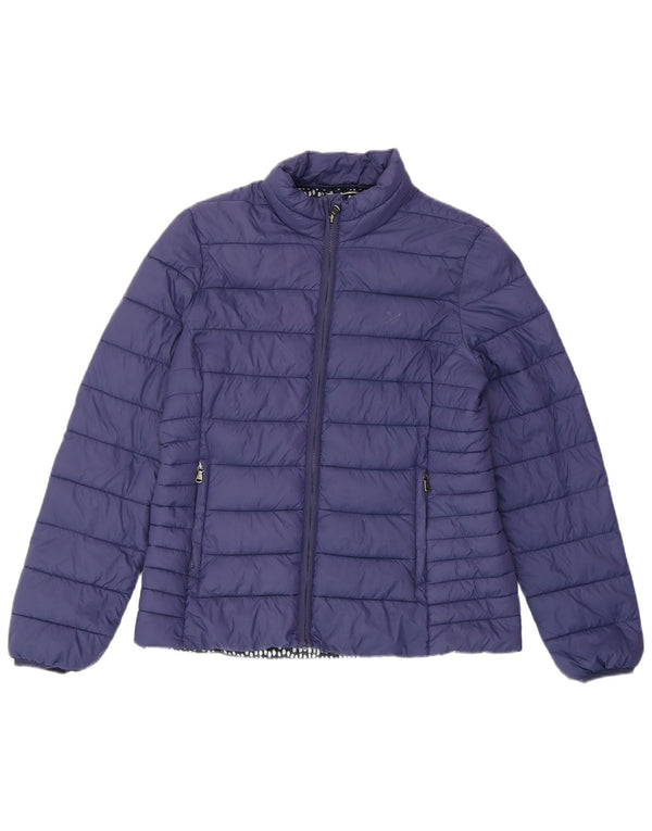 CREW CLOTHING Veste matelassée pour femme UK 14 Large Bleu Marine Nylon