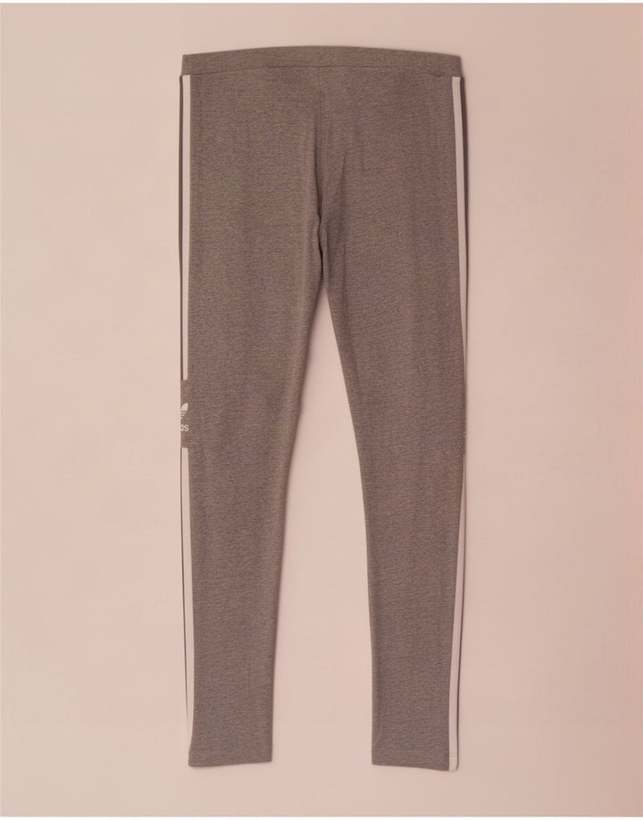 Adidas Leggings Femme UK 14 Coton Gris Moyen