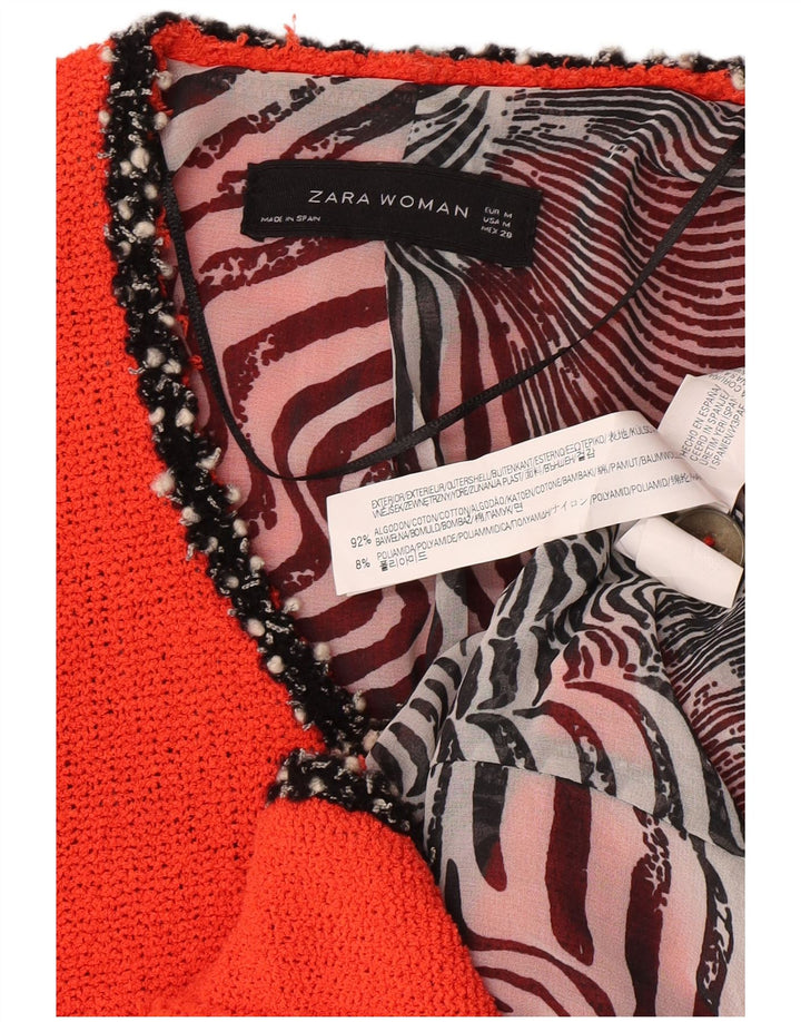 Zara Veste blazer en tricot à 4 boutons pour femme UK 12 en coton orange moyen