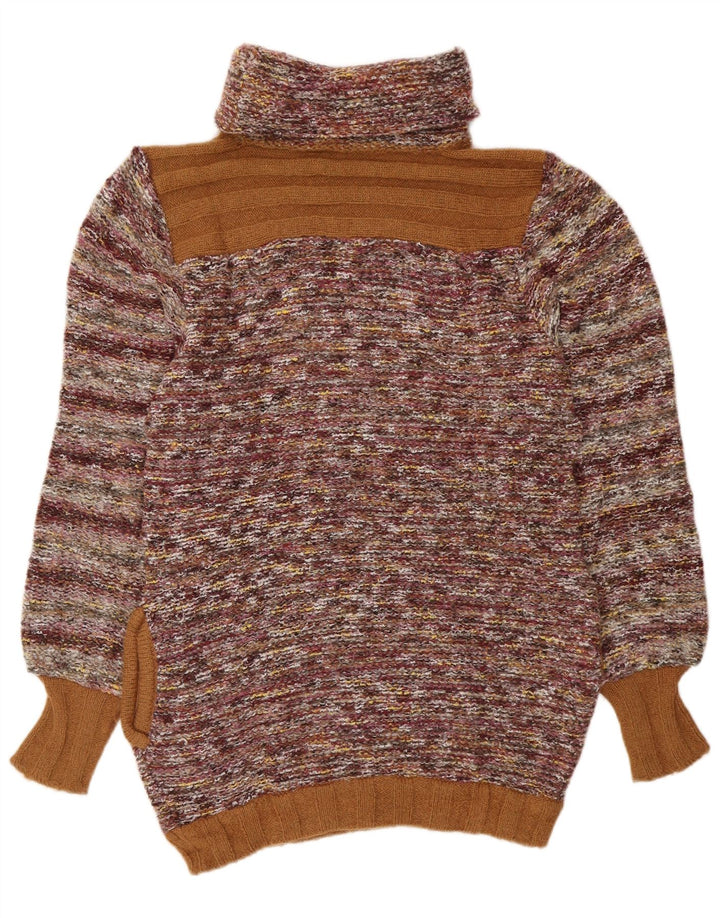 VINTAGE Femme Roll Neck Jumper Pull UK 14 Moyen Multicolore Rayé
