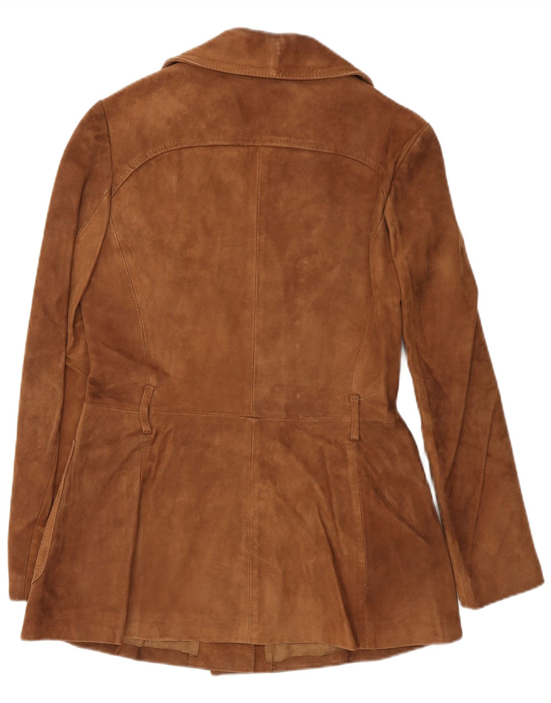 vintage Femme 3 Boutons Blazer En Daim Veste IT 46 Grand Cuir Marron