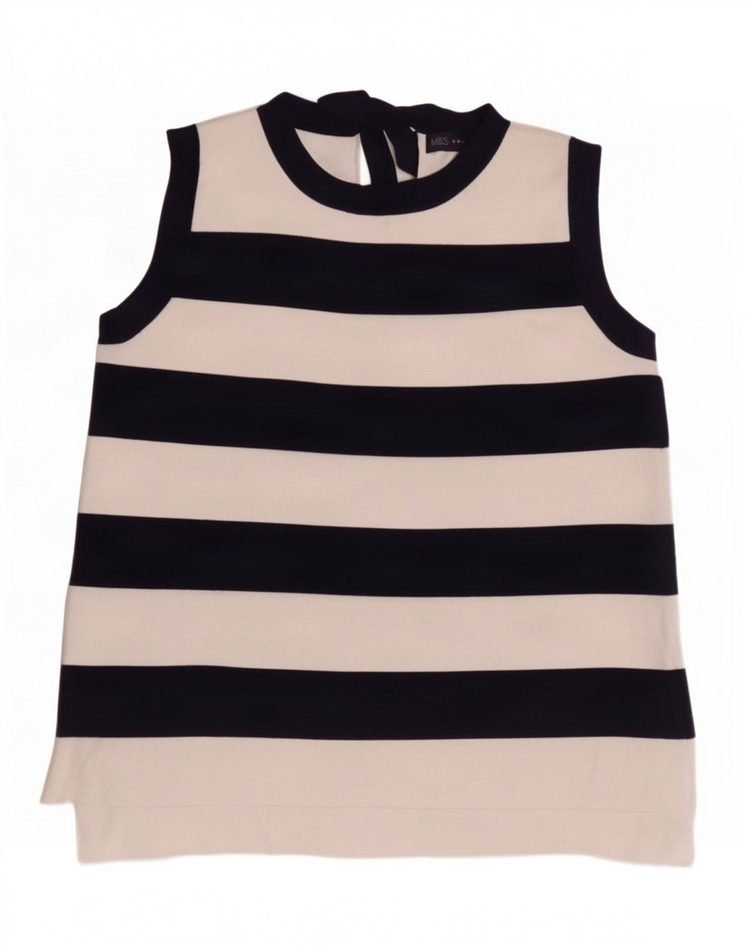 Marks & Spencer Débardeur Femme UK 12 Medium Bleu Marine Rayé Polyamide