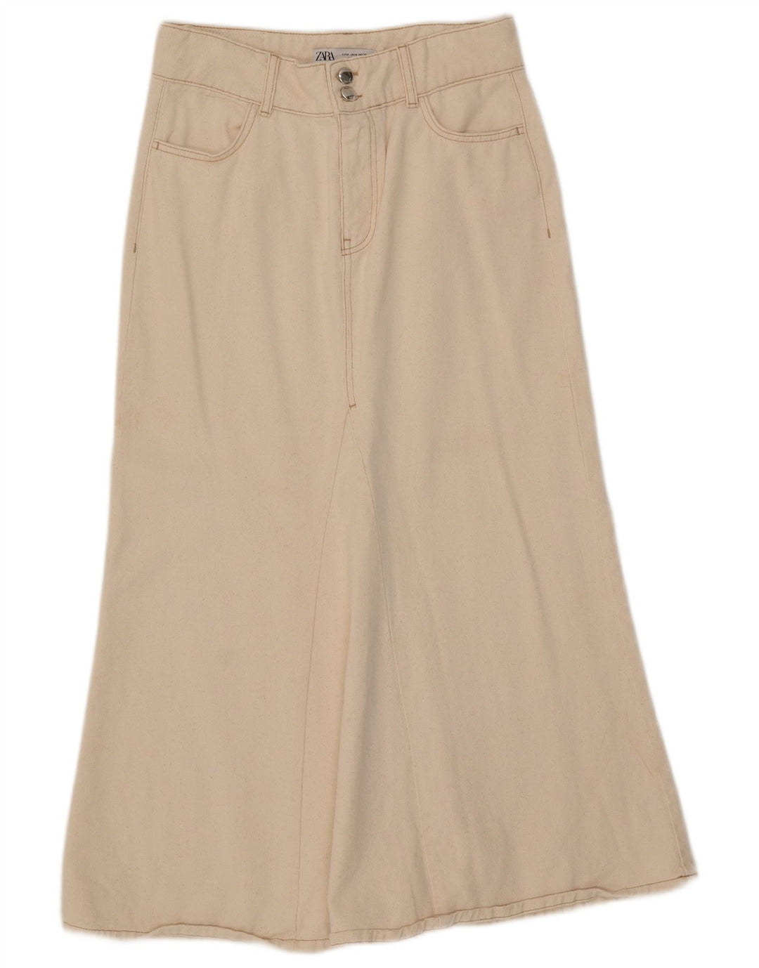 Zara Femme Jupe Midi Moyen W29 Coton Beige