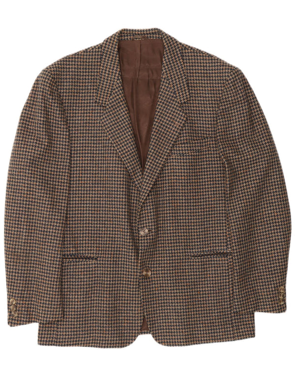 Lanificio Campore Veste Blazer 2 Boutons pour Homme UK 40 Grand Pied-de-Poule Marron