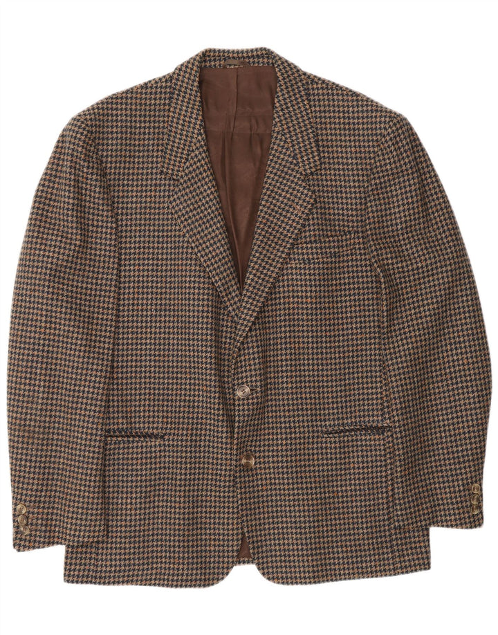 Lanificio Campore Veste Blazer 2 Boutons pour Homme UK 40 Grand Pied-de-Poule Marron
