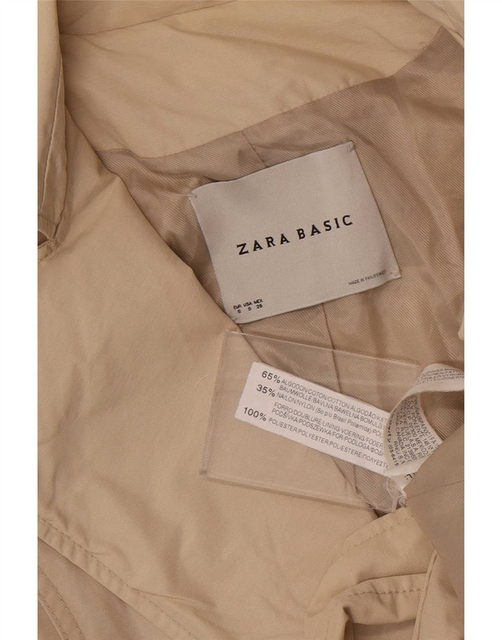 Zara Femme Trench Court UK 10 Petit Coton Beige