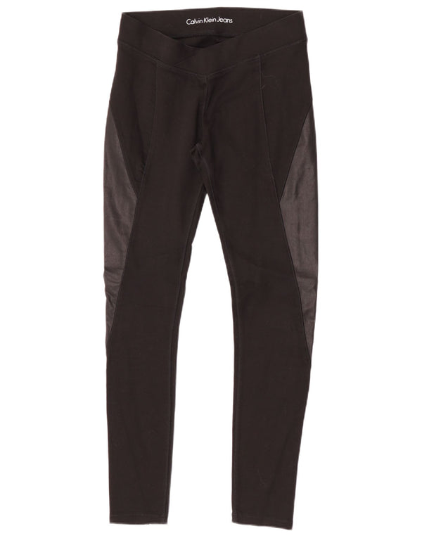 Calvin Klein Jeans Leggings graphiques pour femmes UK 10 Small Black Colourblock