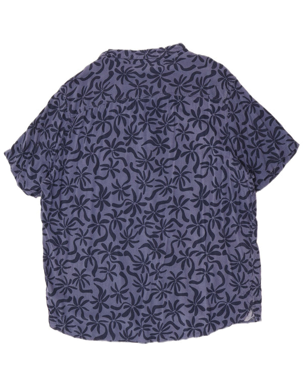 Chemise Vintage à manches courtes pour hommes, 5XL, en Viscose florale bleue
