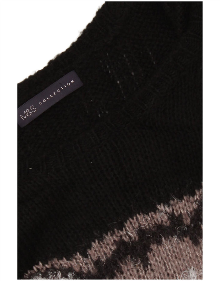 Marks & Spencer Pull graphique à col bateau pour femme UK 14 Noir moyen