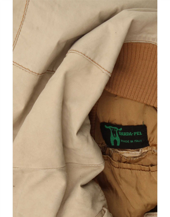 Veste en cuir Bomber femme vintage UK 14 Beige moyen