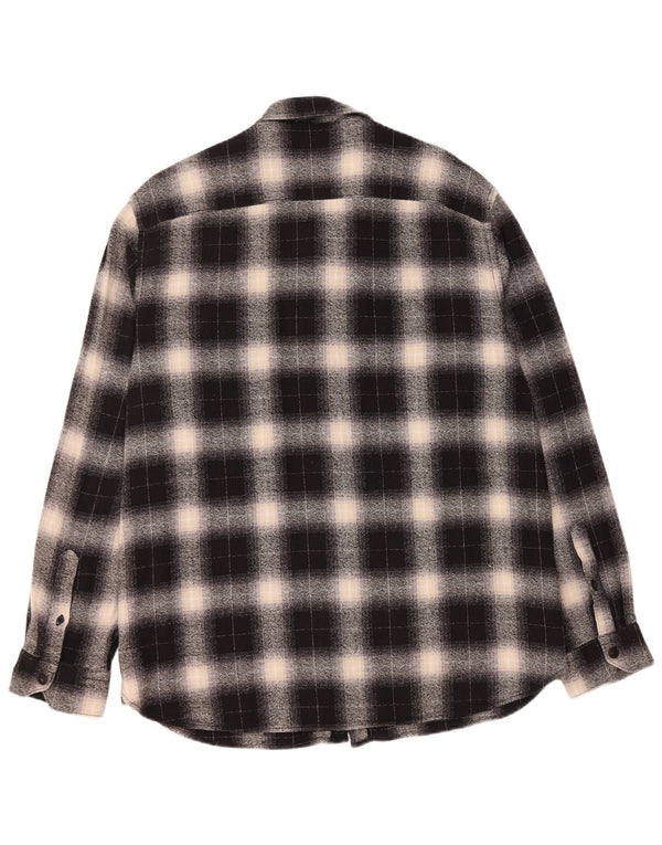 PEPE JEANS Mens Regular Fit Flannel Shirt XL Black Check Cotton
