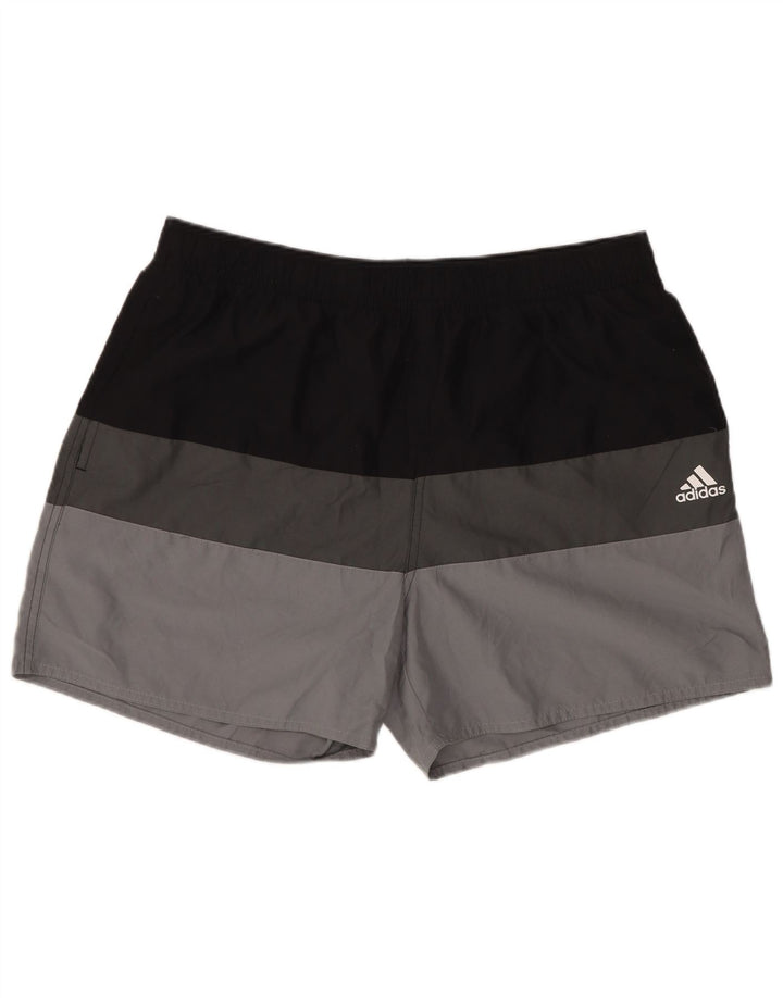 Adidas Short de sport pour homme Large Gris Colorblock Polyester